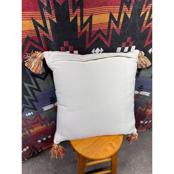 Rainbow Plush Soft Checkerboard Large Accent Pillow Tassel 19” square Home Decor - Picture 6 of 6